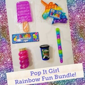 Pop It Girl Hot Pink Popsicle, Unicorn & Bracelet Pop It, Slime, & Putty Bundle!